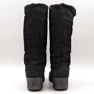 Khombu Nordic Women Suede Black Faux Fur Lined Lace up Boots size 6.5M