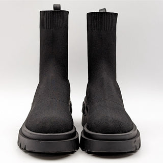 Aldo Women Bigact Black Chunky Heel Lug Fabric Sock Boots size 11 EUR 42.5