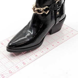Love Moschino Wmn Western Harness Patent leather Block heel Boots sz 7 US EUR 37
