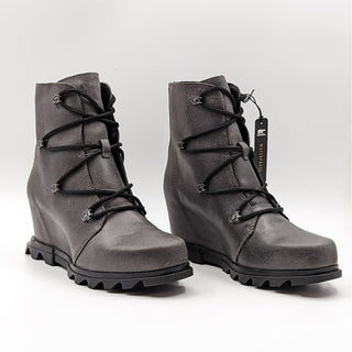 Sorel Women Joan of Arctic Wedge III Lace Quarry Dark Waterproof Boots Size 11