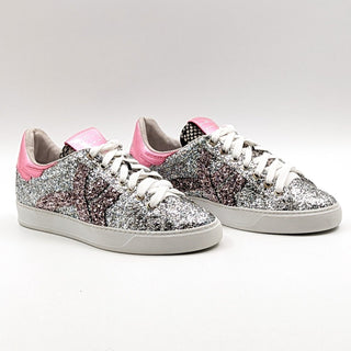 John Richmond Women Grey Pink Glitter Rock&Roll Sneakers Size EUR 38 US 8