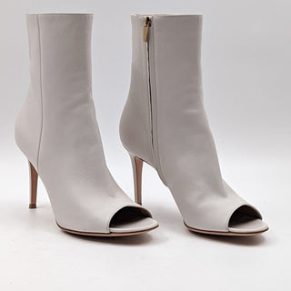 Gianvito Rossi Women White Leather Peep toe ankle Boots size 11.5-12 NEW EUR 42