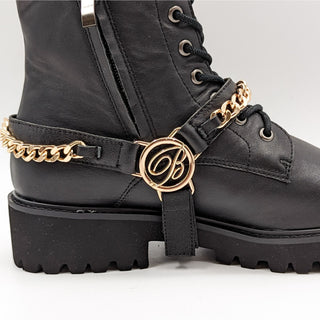 Blumarine Women Logo Chain Harness Combat Lug Sole Boots Size 9.5M EUR 40