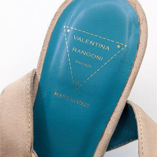 Valentina Rangoni Women Buckle Beige Suede Heel Narrow Sandals sz 8.5US EUR 38.5