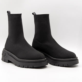 Aldo Women Bigact Black Chunky Heel Lug Fabric Sock Boots size 11 EUR 42.5