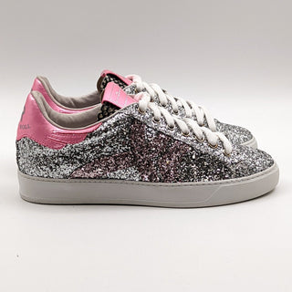 John Richmond Women Grey Pink Glitter Rock&Roll Sneakers Size EUR 38 US 8