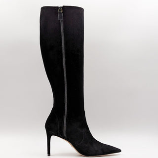 Stuart Weitzman Women 85 To the Knee Black Strech Suede Stiletto Boots Size 8