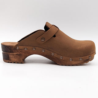 Sanita Women Big Buckle Brown Chestnut Wood Clog Shoes size 6US EUR37