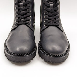 All Saints Whitmore Black Leather Combat Boots size Men 7.5 Women 9 EUR 40
