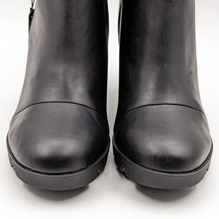 Sorel Women Joan Uptown Waterproof Wedge Zip Black Leather Boots size 11