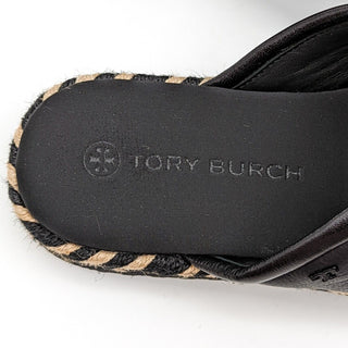 Tory Burch Women Logo T Leather Espedrille slide sandals size 6.5 US NEW
