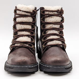 Sorel Women Lennox Hiking Brown Lace-up Shearling Leather Ankle Boots Size 6