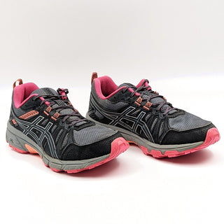 Asics Women Gel-Venture 7 1012A477 Black Grey Running Blue shoes size 8.5 EUC