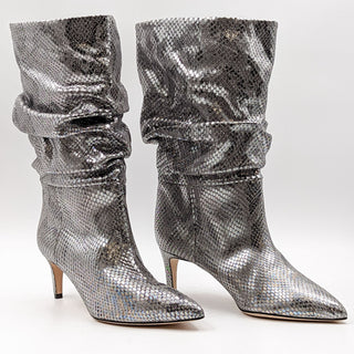 Paris Texas Women 60mm Slouchy Metallic Python Print Pointy Toe boots size 7.5US 38EUR