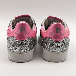 John Richmond Women Grey Pink Glitter Rock&Roll Sneakers Size EUR 38 US 8