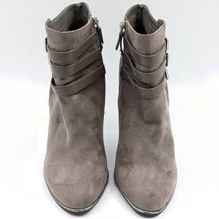 Sam & Libby Women Fabric ankle Heel Grey Buckle Boots size 9.5