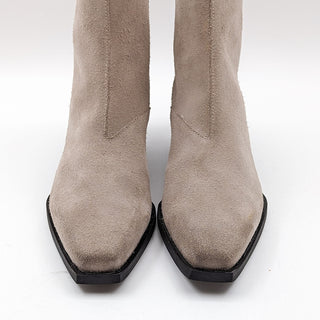 AllSaints Women Lenora Cuban Block Heel Beige Suede Boots size 8.5-9US EUR 39