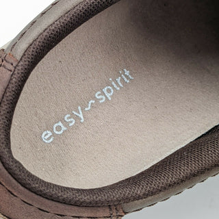 Easy Spirit Women Seequip Comfort Brown Leather Wide Clogs Size 7W NEW