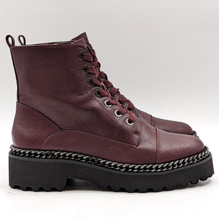 Vince Camuto Mindinta Women Burgundy Combat Lug Sole Boots Sz 7.5M