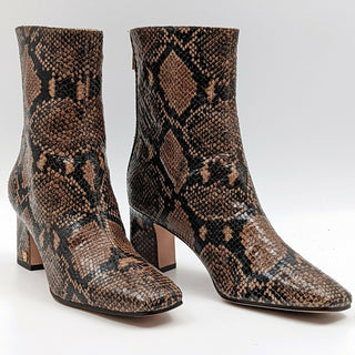 Veronica Beard Women Bruna Brown Python Leather Bootie Size 6.5 M MSRP $450