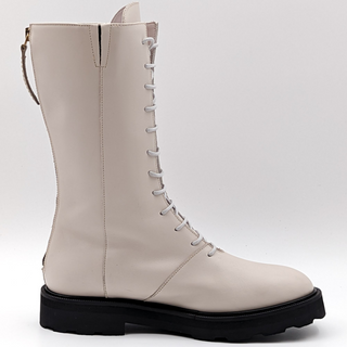 Lita by Ciara Women Italian Leather Ivory Combat Boots size 6US EUR37