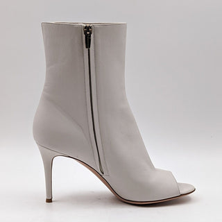 Gianvito Rossi Women White Leather Peep toe ankle Boots size 11.5-12 NEW EUR 42