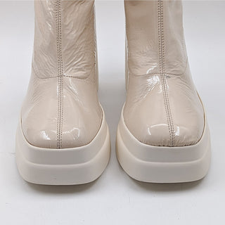 Free People Wmn Double Stack Y2k 90s Platform Cream Leather Boots 8.5US EUR 39