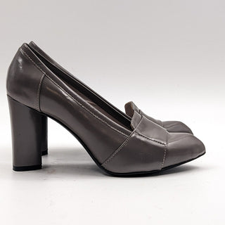 Pour La Victoroie Women Grey Patent Leather Pump Heel Size 6 EUR 36