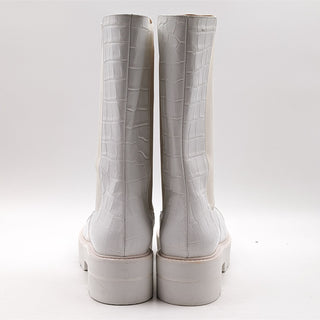 Stuart Weitzman Women Presley Croc Print Leather Platform Boots Size 11B US 41.5EU NEW