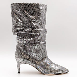 Paris Texas Women 60mm Slouchy Metallic Python Print Pointy Toe boots size 7.5US 38EUR