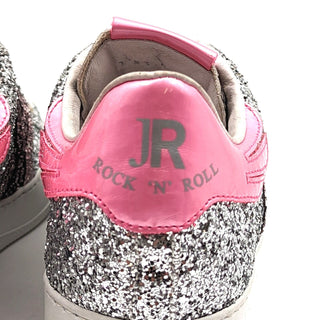 John Richmond Women Grey Pink Glitter Rock&Roll Sneakers Size EUR 38 US 8