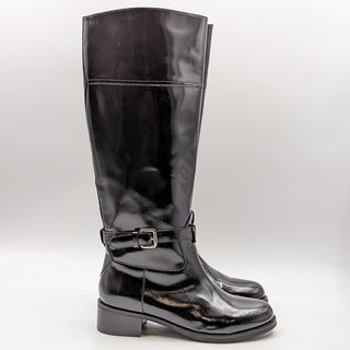 Jeffrey Campbell Women Glamping Black Patent Leather Riding Tall Boots Size 8