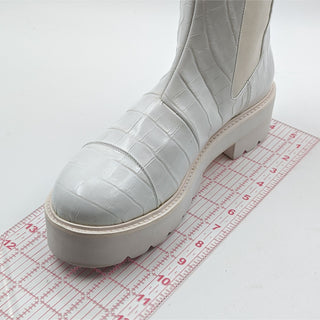 Stuart Weitzman Women Presley Croc Print Leather Platform Boots Size 11B US 41.5EU NEW