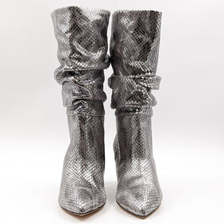 Paris Texas Women 60mm Slouchy Metallic Python Print Pointy Toe boots size 7.5US 38EUR