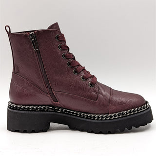 Vince Camuto Mindinta Women Burgundy Combat Lug Sole Boots Sz 7.5M