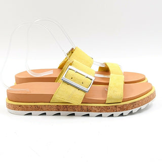 Sorel Womens Roaming Slide Sunnyside Yellow Suede Platform Buckle Sandals 9.5M