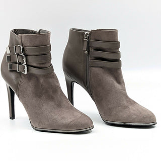 Sam & Libby Women Fabric ankle Heel Grey Buckle Boots size 9.5