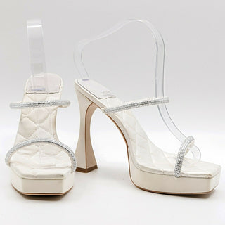 Jeffrey Campbell Women Movie Slide White Vintage 90's Heel Sandals Size 10 NEW
