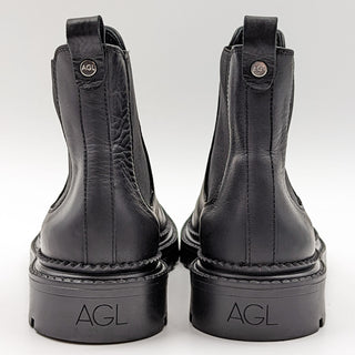 AGL Women Chelsea Black Leather Lug Sole boots size 8.5 EUR 39