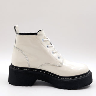 Steve Madden Women Lillian White Platform Leather Combat Boots size 10 NEW