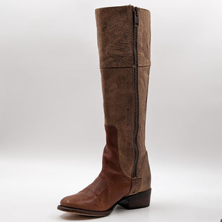 Freebird Women Wrang Distress Croc Tan Leather Cowgirl Western Boots size 6