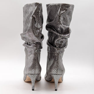 Paris Texas Women 60mm Slouchy Metallic Python Print Pointy Toe boots size 7.5US 38EUR