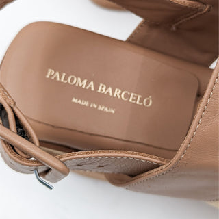 Paloma Barcelo Women Margoti Buckle Platform Beige Leather Sandals sz 11US 41EUR