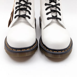 Dr Martens Unisex 101 Yellow Stitch 6 Eyelet White Leather Combat Boots M9 W10