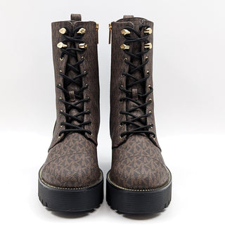 Michael Kors Women Bryce Logo Signature Lace-up Combat Boots US 9 M NEW