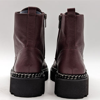 Vince Camuto Mindinta Women Burgundy Combat Lug Sole Boots Sz 7.5M