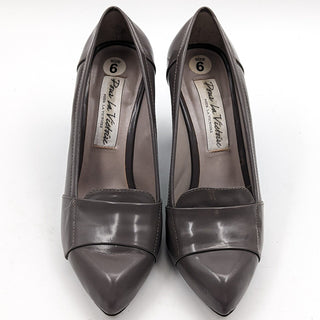 Pour La Victoroie Women Grey Patent Leather Pump Heel Size 6 EUR 36